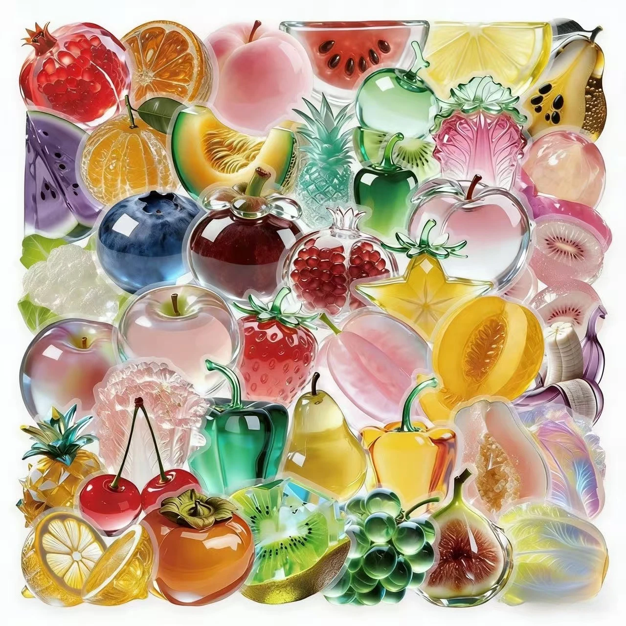 Crystal Glass Fruit Sticker Pack, Colourful Decorative Stickers, Assorted Fruit Designs, Glossy Finish,53 Pictures
Crystal Glass Fruit Sticker Pack, Colourful Decorative Stickers, Assorted Fruit Designs, Glossy Finish,53 Pictures