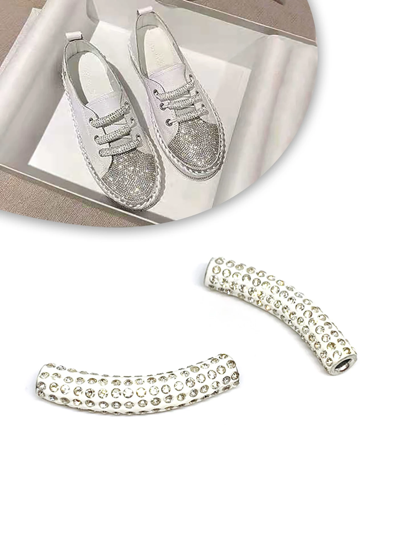 6PCS Rhinestone Curved Tube Beads Full Rhinestone Tube Bead with Hole in 40*9mm Round and Rhinestone Beads Pave Crystal
6PCS Rhinestone Curved Tube Beads Full Rhinestone Tube Bead with Hole in 40*9mm Round and Rhinestone Beads Pave Crystal