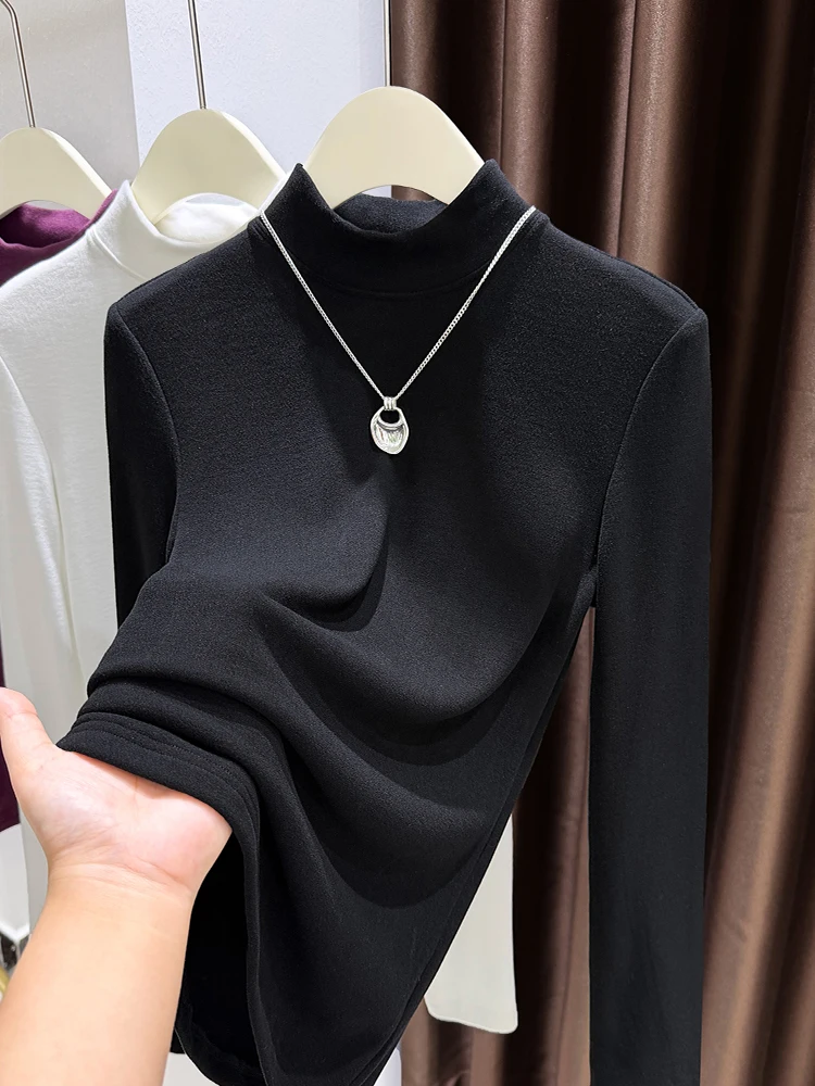 Ele European Double-Faced Fce Thiened Warm Stand Collar Base irt Women Early Spring Fce Lined Slim Fit Inner Wear
Ele European Double-Faced Fce Thiened Warm Stand Collar Base irt Women Early Spring Fce Lined Slim Fit Inner Wear