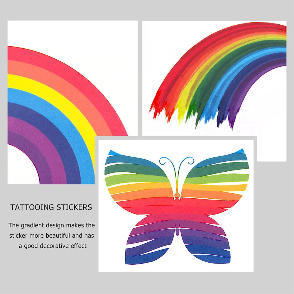 40 Sheets Gradient Temporary Tattoos Waterproof Face Stickers Rainbow Decals Pet Film Beautiful Design Social Gift
40 Sheets Gradient Temporary Tattoos Waterproof Face Stickers Rainbow Decals Pet Film Beautiful Design Social Gift