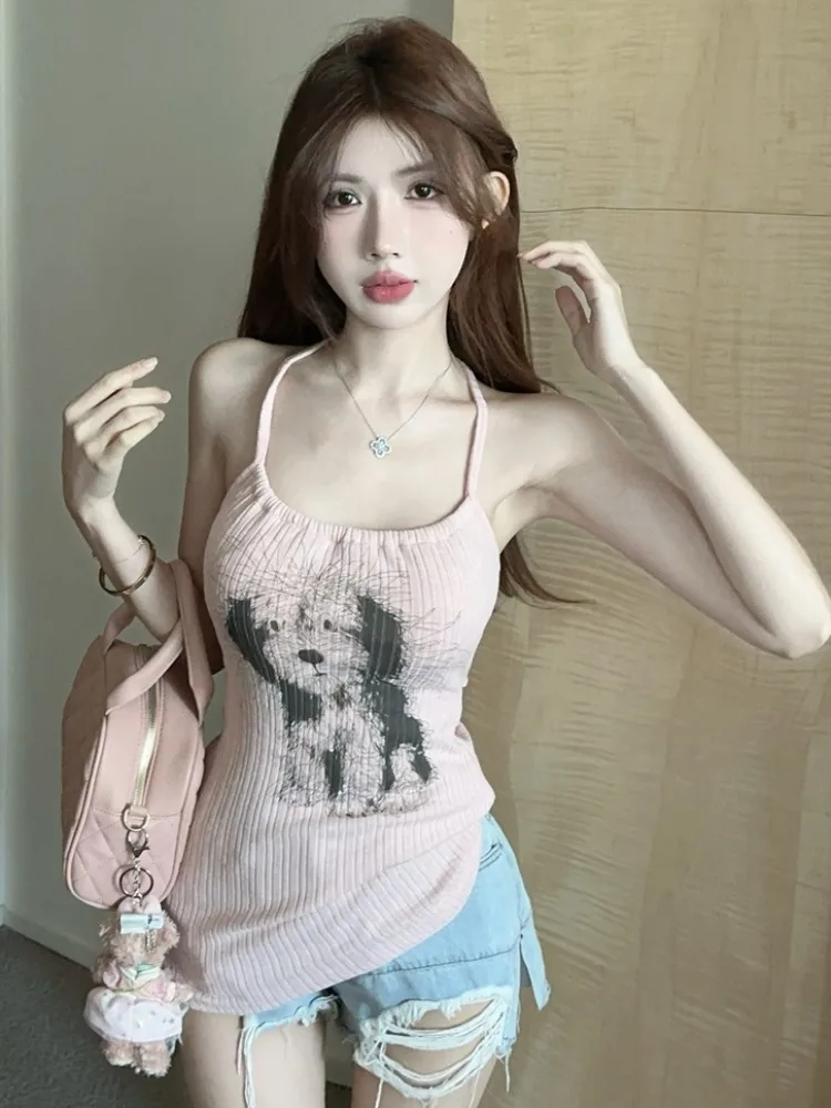 Pure Desire Pink Dog Print Halter Neck Vest Women's Spring Sexy Slimming Top Korean Style Commute Casual Online Exclusive
Pure Desire Pink Dog Print Halter Neck Vest Women's Spring Sexy Slimming Top Korean Style Commute Casual Online Exclusive