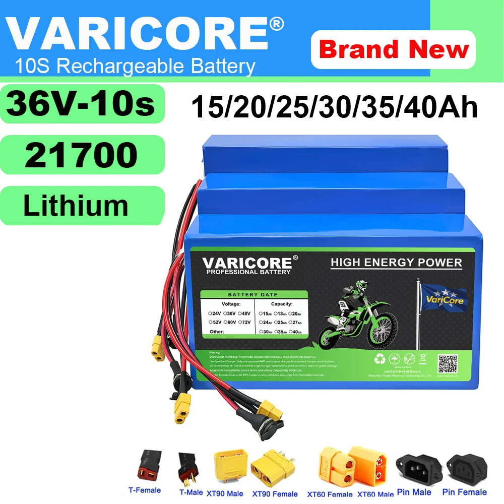 VariCore 36V 20Ah 25Ah 30Ah 35Ah 40Ah E-bike 21700 Lithium Battery Pack XT60 plug For Electric Bike E-Scooter 42V Charger
VariCore 36V 20Ah 25Ah 30Ah 35Ah 40Ah E-bike 21700 Lithium Battery Pack XT60 plug For Electric Bike E-Scooter 42V Charger