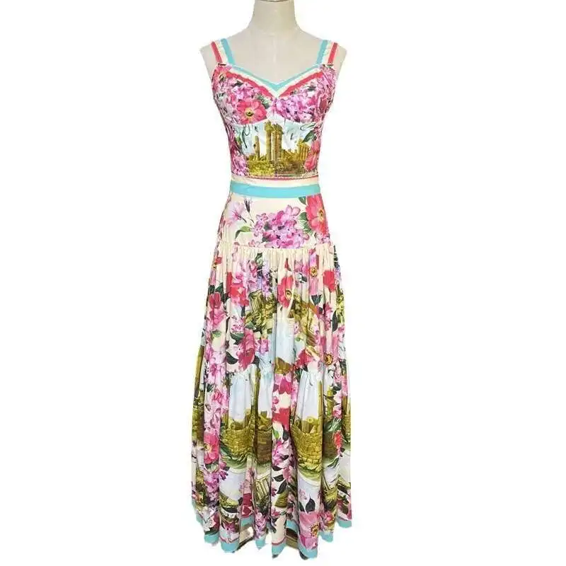 Quality Summer Autumn Flower Two Piece Set Women Sexy Cropped Tops Print Long Maxi Skirts Suits 2pcs Outfits
Quality Summer Autumn Flower Two Piece Set Women Sexy Cropped Tops Print Long Maxi Skirts Suits 2pcs Outfits