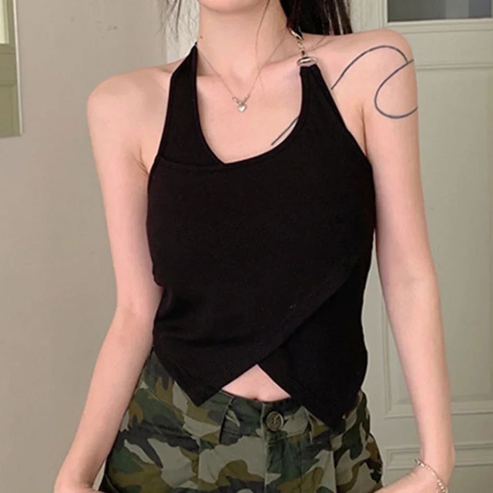 Casual Daily Outing Black Irregular Halter Neck Fashionable Casual Vest Top Casual Elastic Design Medium Stretch
Casual Daily Outing Black Irregular Halter Neck Fashionable Casual Vest Top Casual Elastic Design Medium Stretch