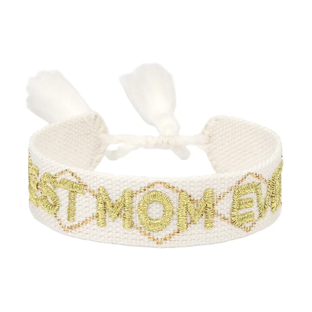 Mother's Day Braided Embroidered Alphabet Bracelet Gold Embroidered Tassel Bracelet Rope Customised with Monogram Logo
Mother's Day Braided Embroidered Alphabet Bracelet Gold Embroidered Tassel Bracelet Rope Customised with Monogram Logo