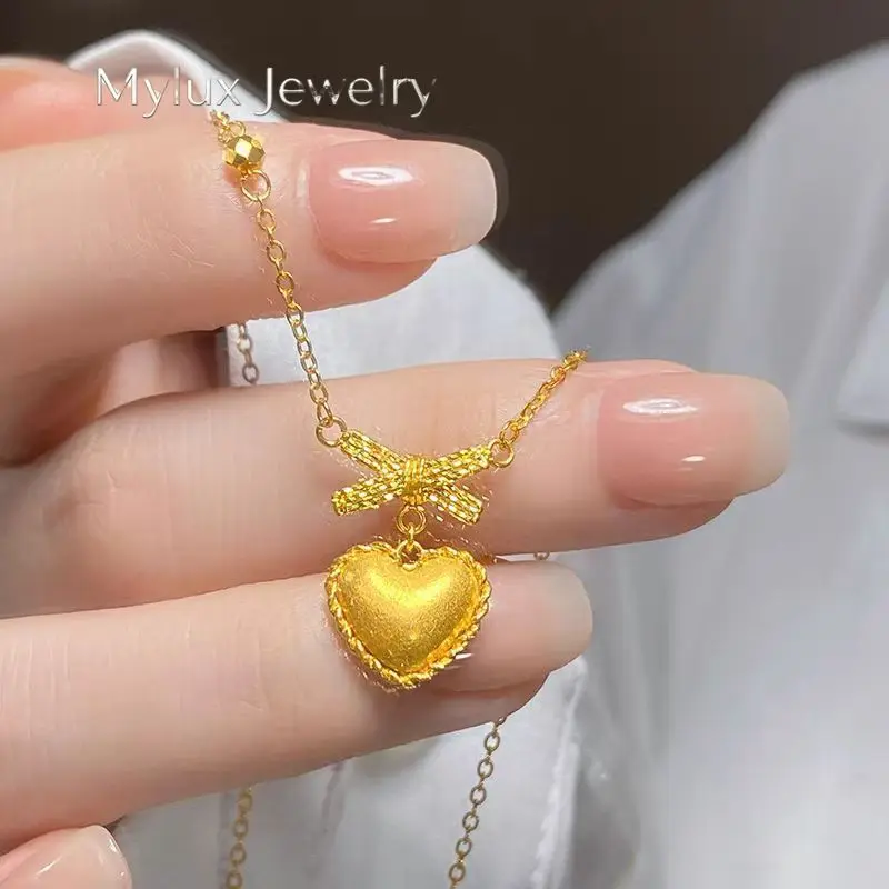Mylux Jewelry 9999 24K real gold Love bow necklace gold collarbone chain new Valentine's Day gift to girlfriend
Mylux Jewelry 9999 24K real gold Love bow necklace gold collarbone chain new Valentine's Day gift to girlfriend