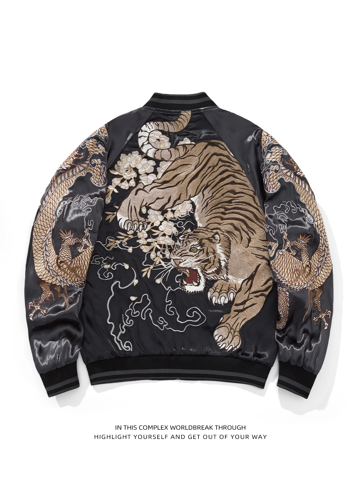 SUKAJAN Heavyweight Baseball Jacket Casual Style Embroidered Dragon Tiger Spirit Black Bear Jacket for Men And Women
SUKAJAN Heavyweight Baseball Jacket Casual Style Embroidered Dragon Tiger Spirit Black Bear Jacket for Men And Women