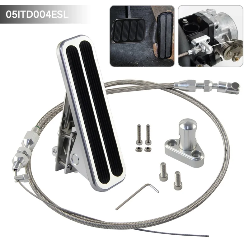 Aluminum Floor Mount Gas Pedal + Stainless Steel 36" Gas Cable & Adapter For Chevy 4.8L/5.3L/6.0L Engine 99-07 Black/Silver
Aluminum Floor Mount Gas Pedal + Stainless Steel 36" Gas Cable & Adapter For Chevy 4.8L/5.3L/6.0L Engine 99-07 Black/Silver