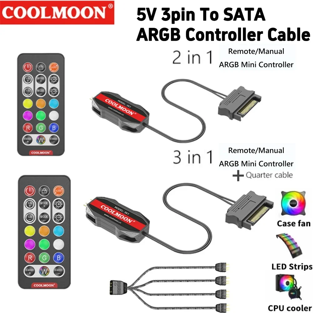 ARGB Controller Cable 5V 3 Pin To SATA ARGB Mini Controller HUB Adapter 1 to 2 3 4 Sync Motherboard Cable Extension Line for PC
ARGB Controller Cable 5V 3 Pin To SATA ARGB Mini Controller HUB Adapter 1 to 2 3 4 Sync Motherboard Cable Extension Line for PC