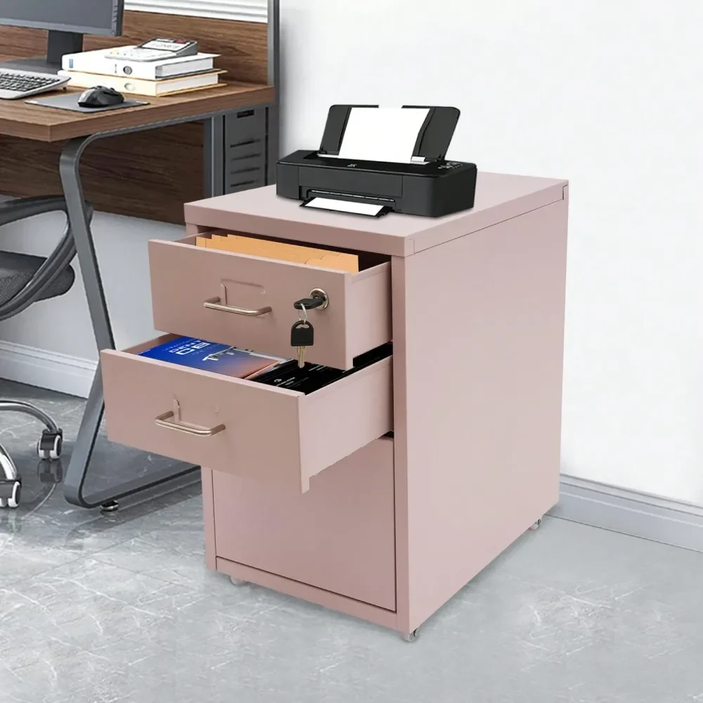 3 Drawer Pikn File Cabinet, Metal Filing Cabinets With Lock, Pink Vertical Filing Cabinet Under Desk For Home Office, Heavy Dut
3 Drawer Pikn File Cabinet, Metal Filing Cabinets With Lock, Pink Vertical Filing Cabinet Under Desk For Home Office, Heavy Dut