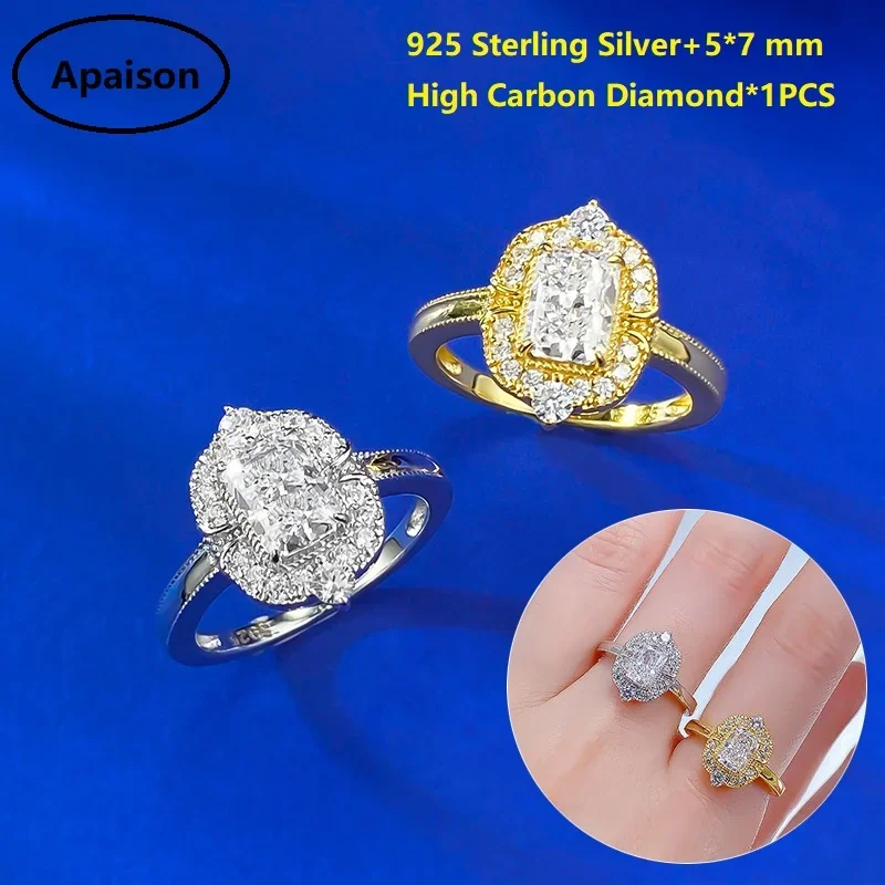 Apaison 5*7 mm Ice Cut High Carbon Diamond Rings For Women Wedding Porm Party Gold Plated Ring Female Jewelry Gift
Apaison 5*7 mm Ice Cut High Carbon Diamond Rings For Women Wedding Porm Party Gold Plated Ring Female Jewelry Gift