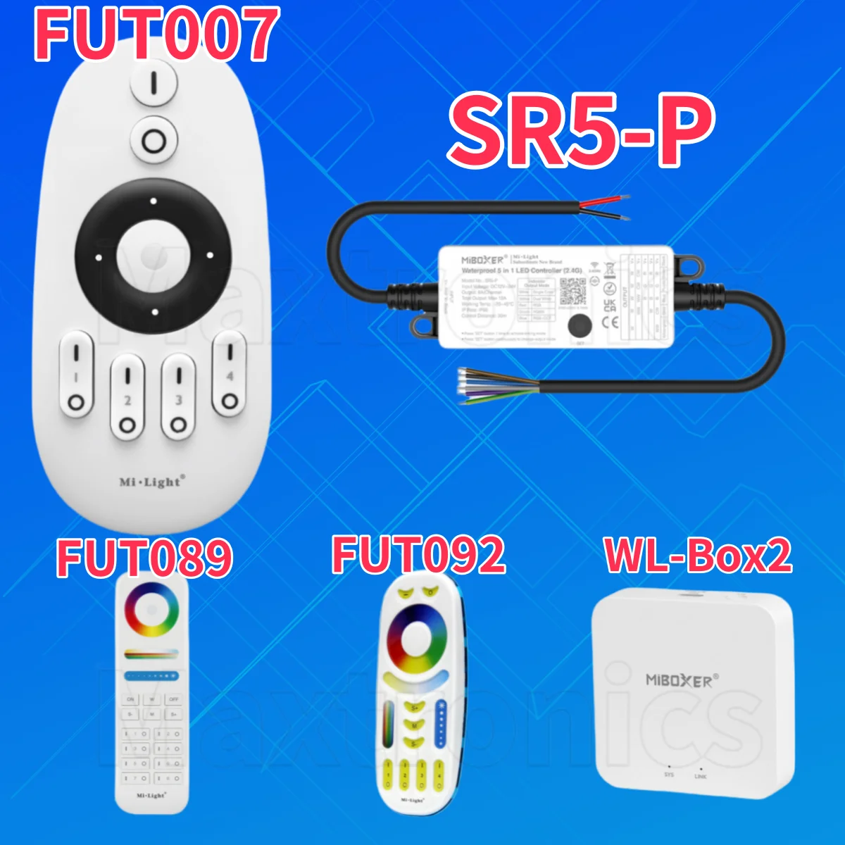 SR5-P 5 in 1 Waterproof LED Controller Miboxer For Dimmer CCT RGB RGBW RGBCCT LED Strip 2.4G RF Remote Control WiFi Tuya APP
SR5-P 5 in 1 Waterproof LED Controller Miboxer For Dimmer CCT RGB RGBW RGBCCT LED Strip 2.4G RF Remote Control WiFi Tuya APP