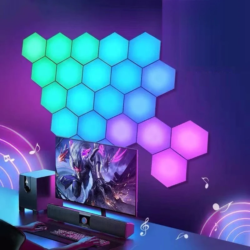 Intelligent DIY Bluetooth wifi voice-activated hexagonal e-sports honeycomb light board splicing quantum wall lamp
Intelligent DIY Bluetooth wifi voice-activated hexagonal e-sports honeycomb light board splicing quantum wall lamp