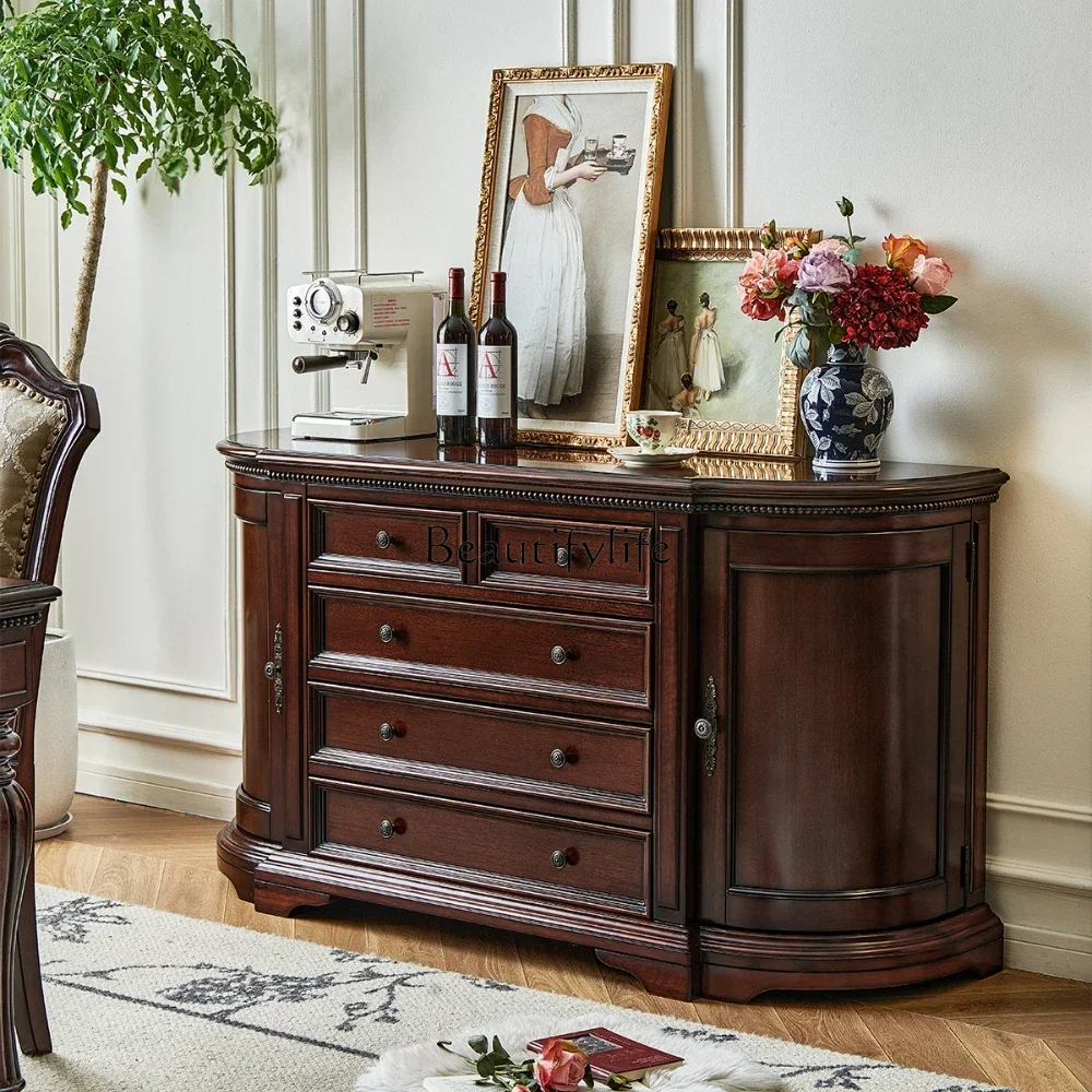 NEW American solid wood dining side cabinet gold silk teak retro old living room entrance cabinet storage
NEW American solid wood dining side cabinet gold silk teak retro old living room entrance cabinet storage