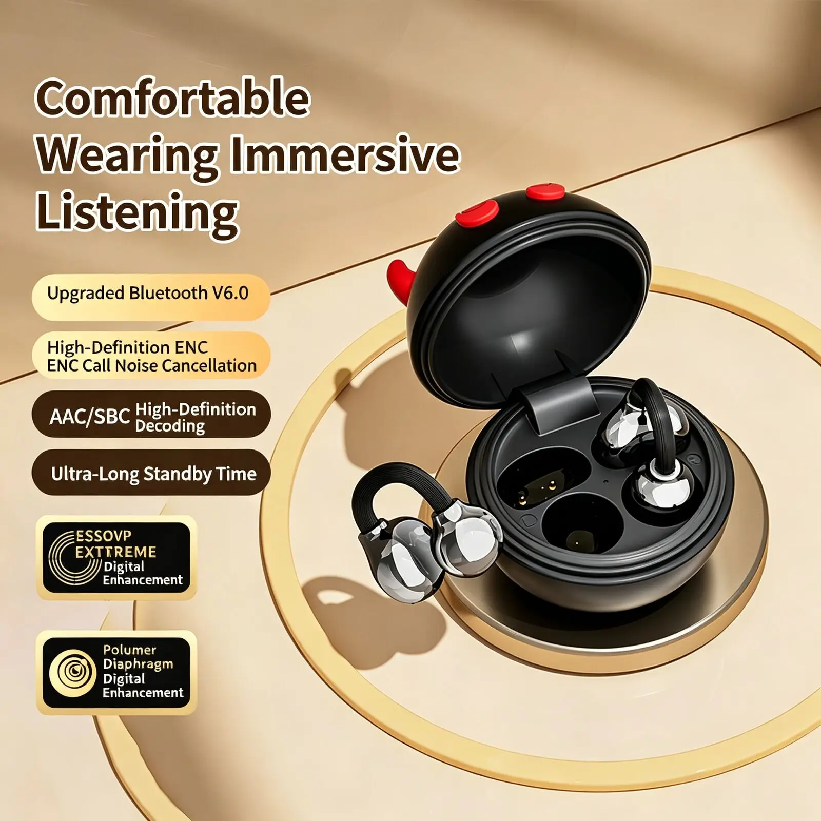 Cartoon Devil Style Spherical Ear-Clip Wireless Bluetooth Earbuds, HIFI Bass Noise Cancelling Earset for Sports Office Laptop
Cartoon Devil Style Spherical Ear-Clip Wireless Bluetooth Earbuds, HIFI Bass Noise Cancelling Earset for Sports Office Laptop