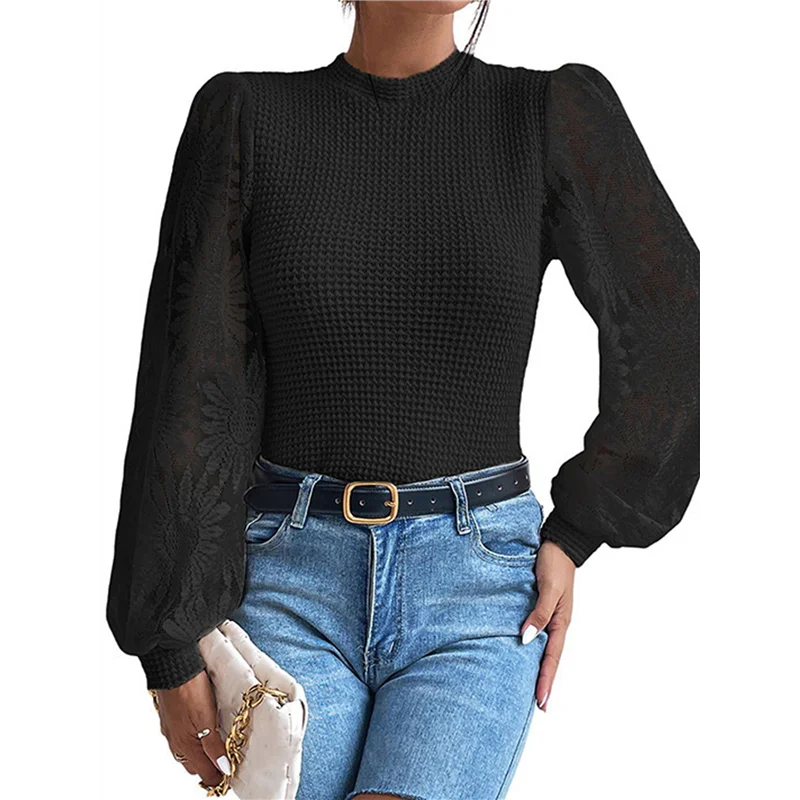 Женские повседневные сетчатые кружевные рубашки с длинными рукавами, вафельная вязаная блузка, рубашка с круглым вырезом, осенние женские топы, пуловеры
Женские повседневные сетчатые кружевные рубашки с длинными рукавами, вафельная вязаная блузка, рубашка с круглым вырезом, осенние женские топы, пуловеры
