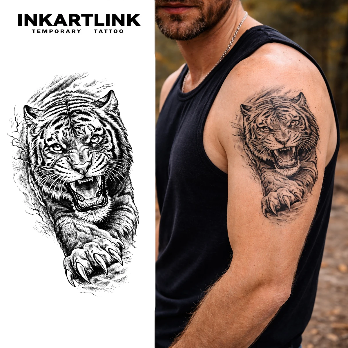 INKARTLINK Realistic Tiger Juice Tattoo Patch Waterproof, Continuous Color Rendering for 1-2 Weeks, Essential for Trendy People
INKARTLINK Realistic Tiger Juice Tattoo Patch Waterproof, Continuous Color Rendering for 1-2 Weeks, Essential for Trendy People