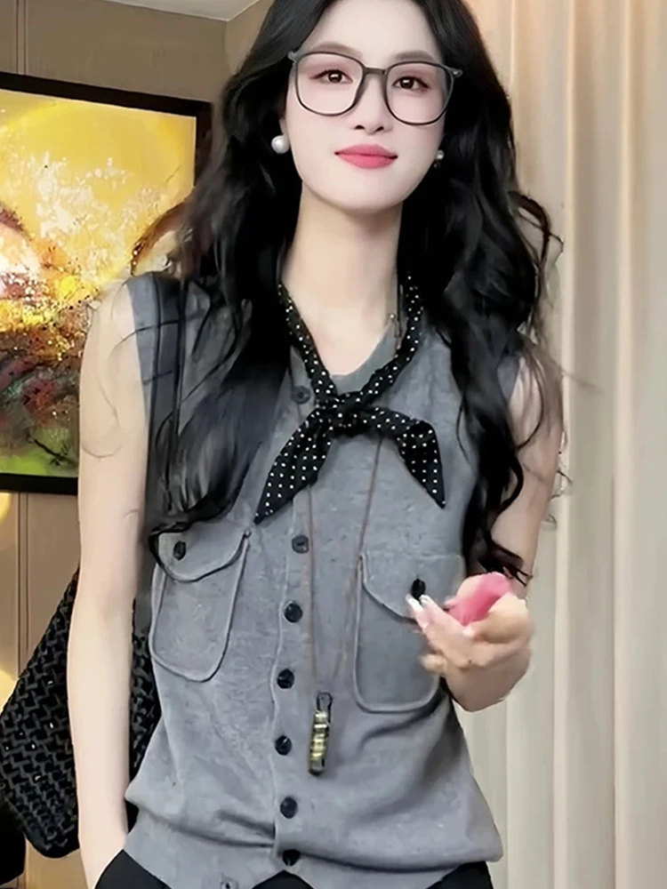 Faionable Pure Color Ice Silk Knitted Open Cardigan Slim Fit Svel Vest oulder Bared Muffin Vest Anti Aging Trendy
Faionable Pure Color Ice Silk Knitted Open Cardigan Slim Fit Svel Vest oulder Bared Muffin Vest Anti Aging Trendy