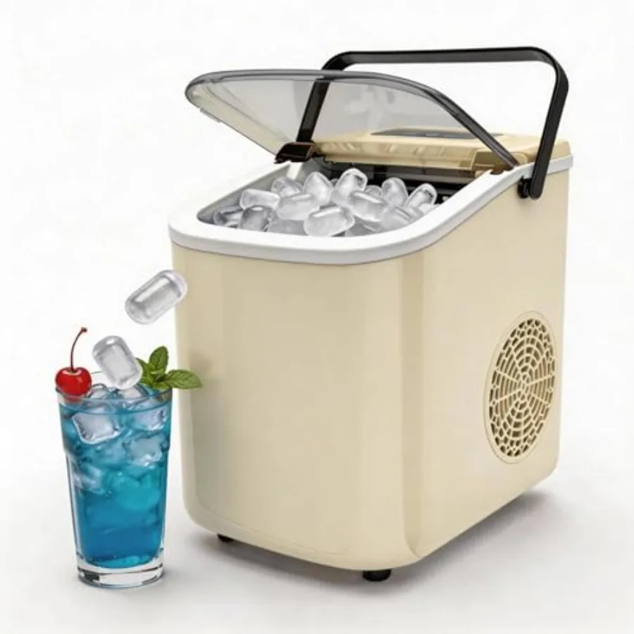 Compact Portable Ice Maker 26Lbs/24H Fast Ice Production 6-8 Mins Self-Cleaning Function Quiet Operation with Handle Yellow Ide
Compact Portable Ice Maker 26Lbs/24H Fast Ice Production 6-8 Mins Self-Cleaning Function Quiet Operation with Handle Yellow Ide