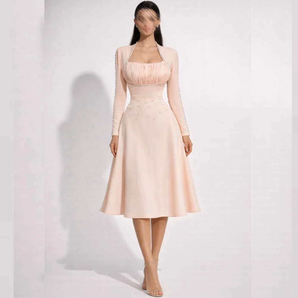 Customized High Quality Evening Dress Pleat Beading Square Neck A-line Midi Dresses Elegant Homecoming Party Gown Modern Style
Customized High Quality Evening Dress Pleat Beading Square Neck A-line Midi Dresses Elegant Homecoming Party Gown Modern Style