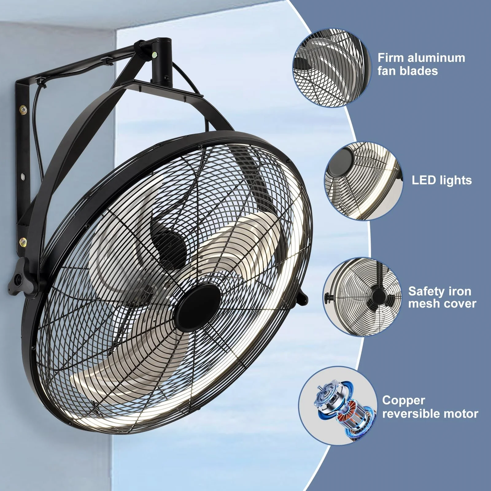 New Electric Fan with Lamp Wall-Mounted Fan Light with Mesh Cover Remote Control Adjustable 6-speed Smart Ceiling Fan with Light
New Electric Fan with Lamp Wall-Mounted Fan Light with Mesh Cover Remote Control Adjustable 6-speed Smart Ceiling Fan with Light