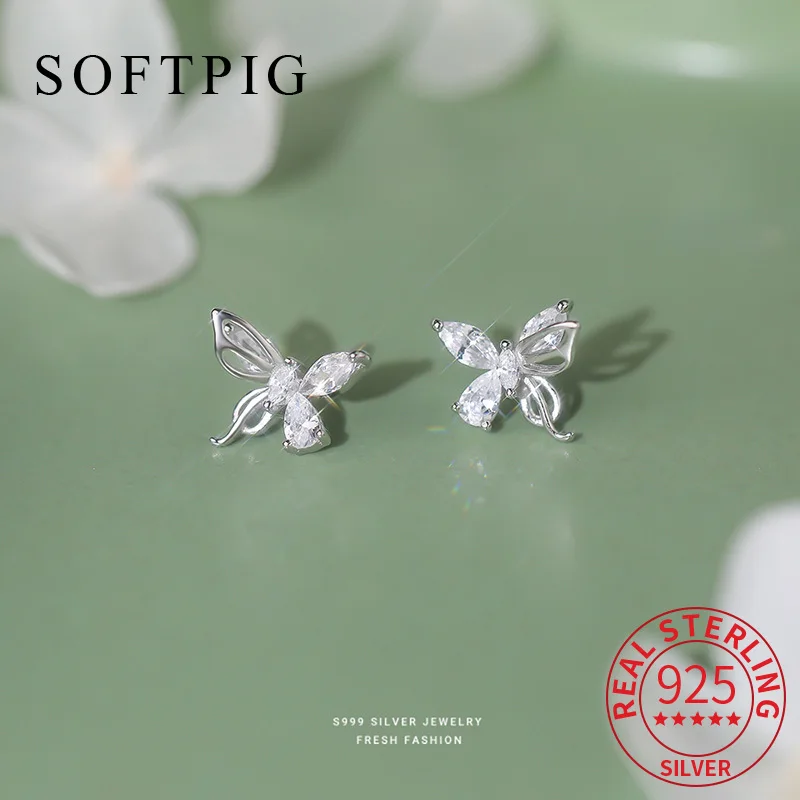 SOFTPIG Real 925 Sterling Silver Zircon Butterfly Stud Earrings for Women Party Cute Fine Jewelry Light Luxury Accessories
SOFTPIG Real 925 Sterling Silver Zircon Butterfly Stud Earrings for Women Party Cute Fine Jewelry Light Luxury Accessories