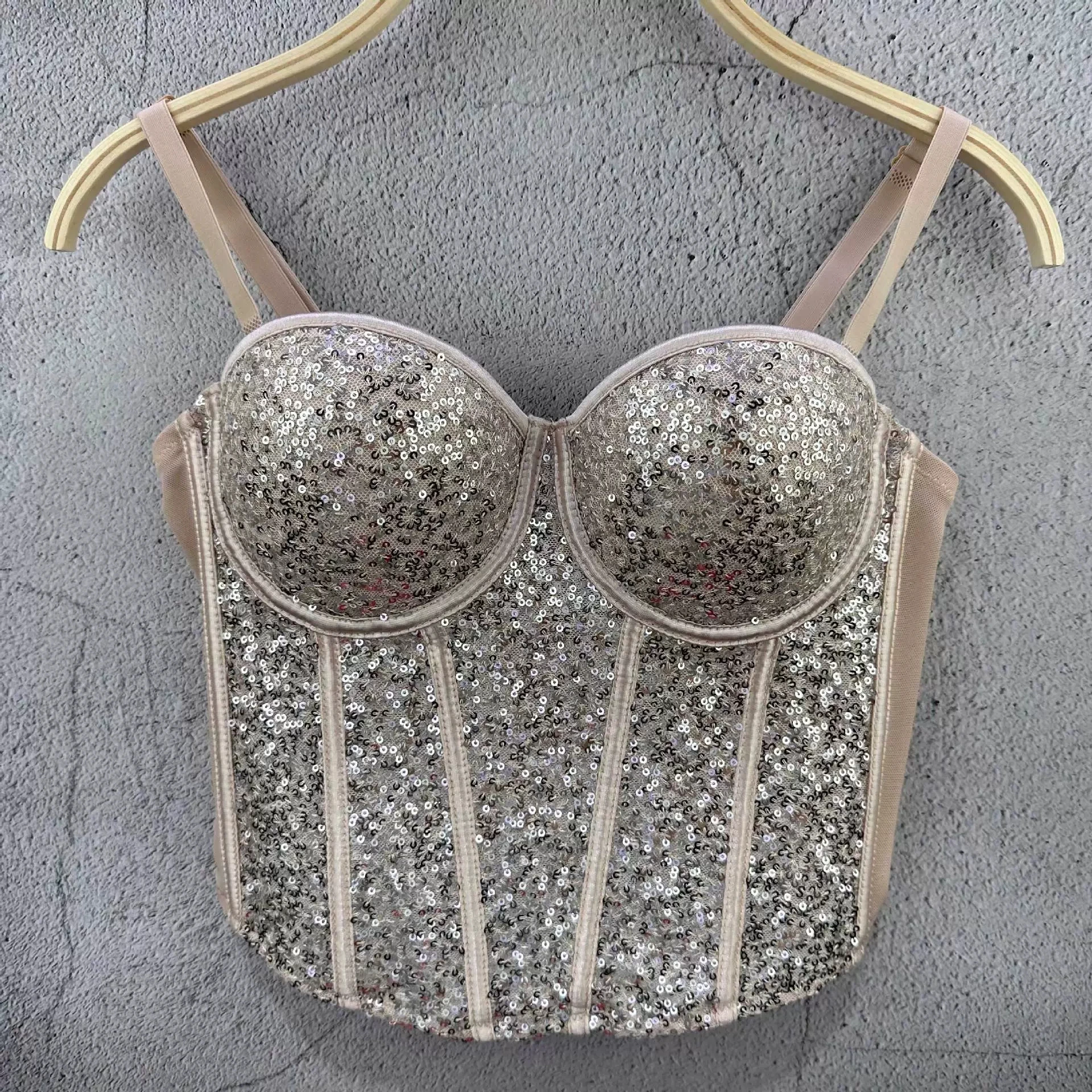 Pure desire style fishbone sequined tube top disco short sexy slim steel ring suspenders women's waist-GZNY004
Pure desire style fishbone sequined tube top disco short sexy slim steel ring suspenders women's waist-GZNY004