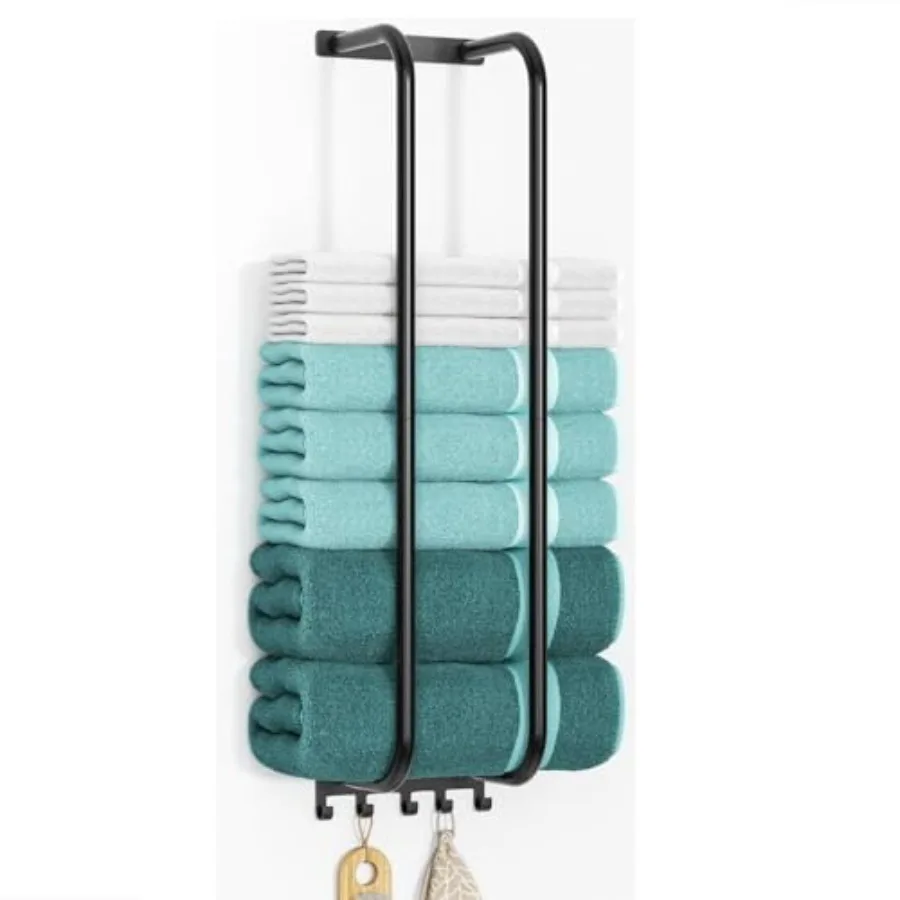 Towel Rack Bathroom Wall Holder: 27.9 Inch Wall Mounted Shower Organizer, for Rolled Towel Storage, 2 Metal Racks Plus Extra 5
Towel Rack Bathroom Wall Holder: 27.9 Inch Wall Mounted Shower Organizer, for Rolled Towel Storage, 2 Metal Racks Plus Extra 5