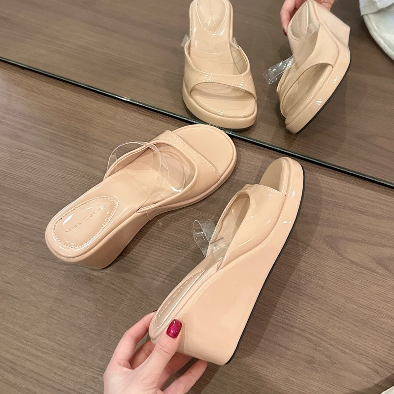 Platform Wedges Heel Women's Slippers Summer Fashion PVC Transparent Slides Ladies Comfort Open Toe Vacation Dress Shoes
Platform Wedges Heel Women's Slippers Summer Fashion PVC Transparent Slides Ladies Comfort Open Toe Vacation Dress Shoes