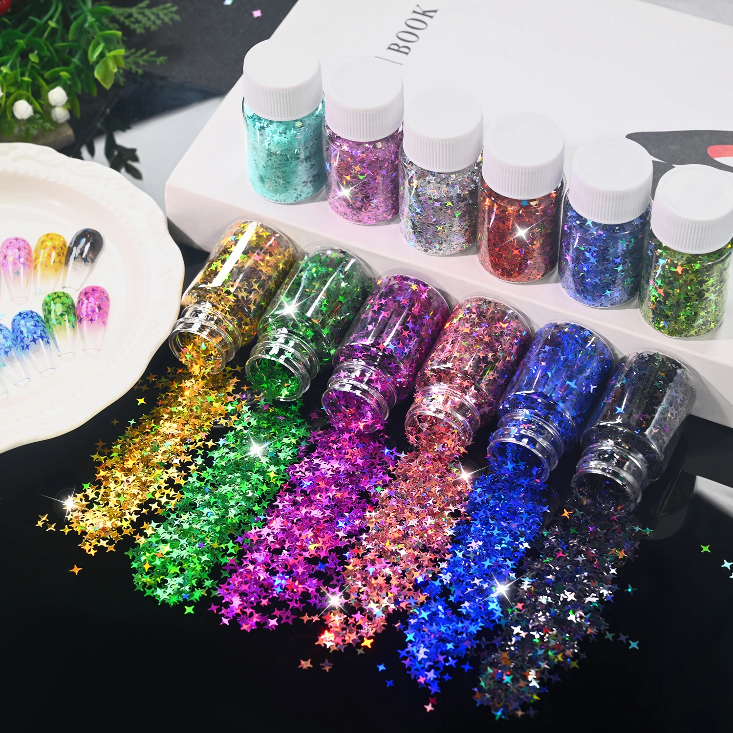 12pcs Four-pointed Star Holographic Nail Paillettes Sparkly Laser Design Nail Sequin Charm Shinning Glitter Flake Decoration
12pcs Four-pointed Star Holographic Nail Paillettes Sparkly Laser Design Nail Sequin Charm Shinning Glitter Flake Decoration
