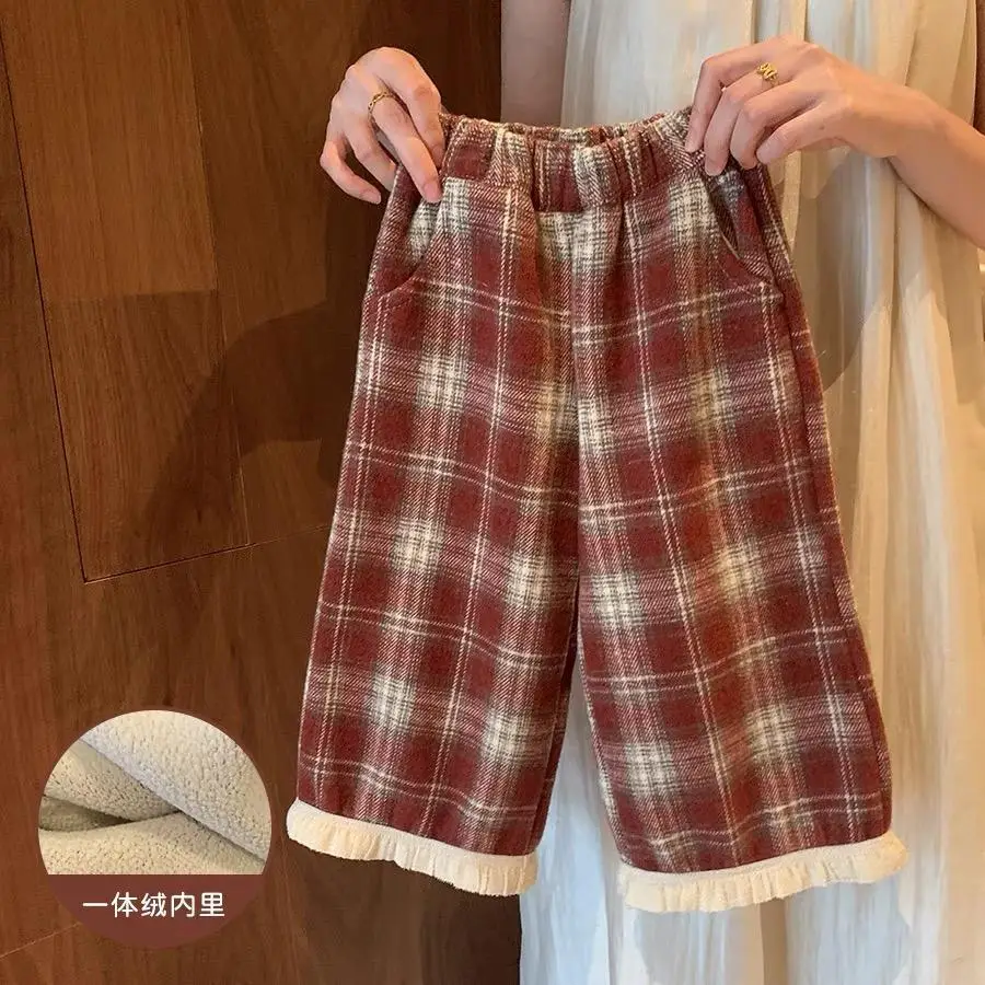 Girls Fleece Thick Plaid Pants Children 2024 New Autumn Winter Fashion Simple Casual Trousers Korean Simple Style Bottoms
Girls Fleece Thick Plaid Pants Children 2024 New Autumn Winter Fashion Simple Casual Trousers Korean Simple Style Bottoms