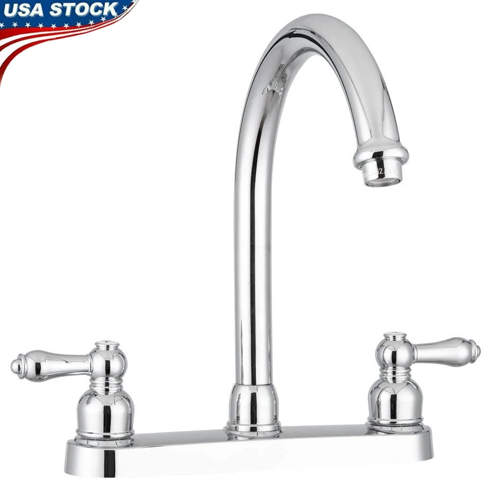 Non-Metallic J-Spout RV Kitchen Faucet Dual Lever Chrome Polished High-Rise Design Easy Installation Splashless Aerated Stream
Non-Metallic J-Spout RV Kitchen Faucet Dual Lever Chrome Polished High-Rise Design Easy Installation Splashless Aerated Stream