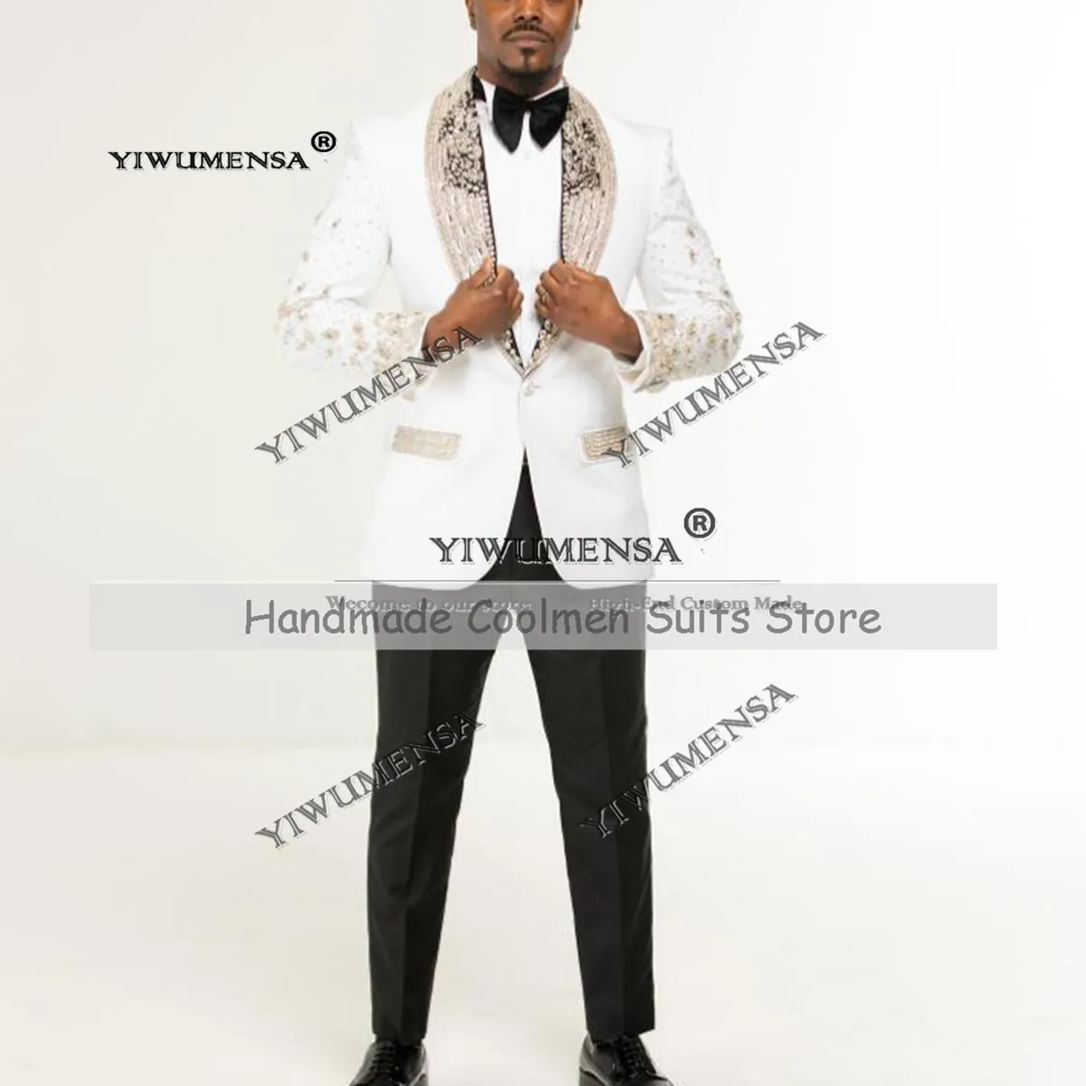 Luxury Jewelry Beaded Suits Men Shawl Lapel Prom Blazers Outfits 2 Pieces Groom Wedding Tuxedos Customized Man Banquet Clothing
Luxury Jewelry Beaded Suits Men Shawl Lapel Prom Blazers Outfits 2 Pieces Groom Wedding Tuxedos Customized Man Banquet Clothing