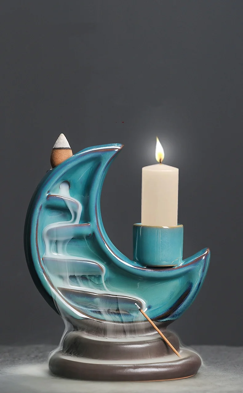 Ceramic Reverse-flow Aroma Moon Waterfall Incense Burner with Backflow Feature Candle Holder Stick Burner (Without Incense)
Ceramic Reverse-flow Aroma Moon Waterfall Incense Burner with Backflow Feature Candle Holder Stick Burner (Without Incense)