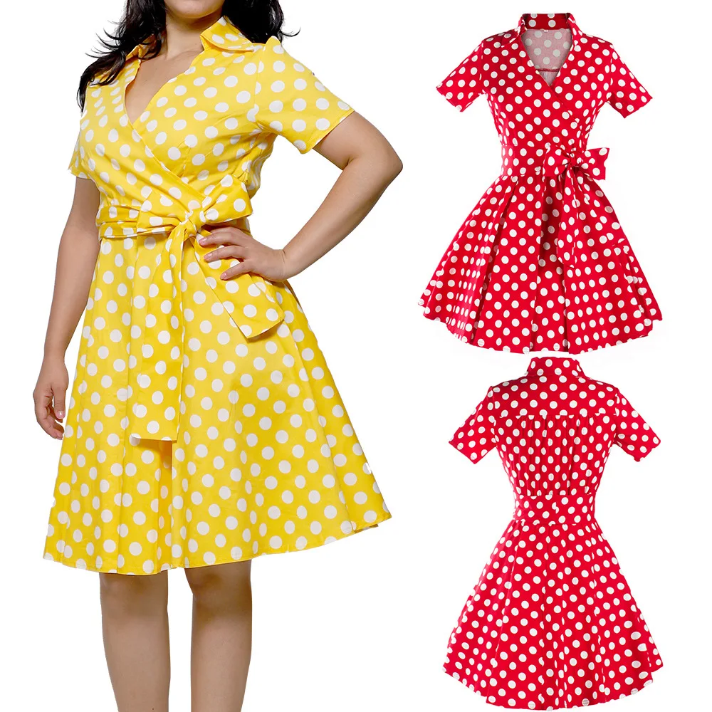Women's Fashion Style Retro Dress Mid Length Skirt 50s Hepburn Style French Polka Dot Dress Ladies' V-Neck Dress
Women's Fashion Style Retro Dress Mid Length Skirt 50s Hepburn Style French Polka Dot Dress Ladies' V-Neck Dress