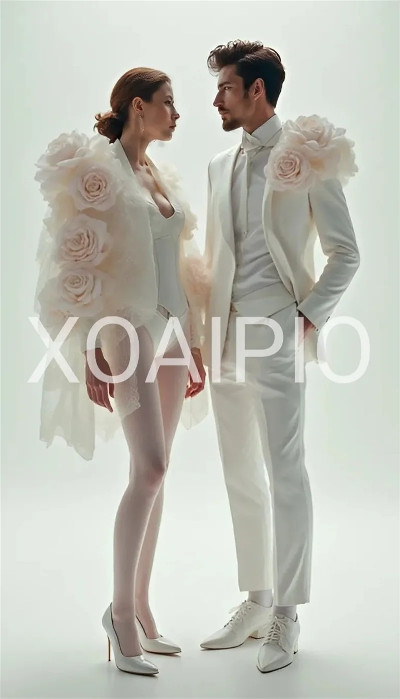 White Men Suit Set 2 Pcs Blazer+Pant Trousers 3D Flower Formal Office Jacket Groom Prom Wedding Tuxedos Customized Cotton Coat
White Men Suit Set 2 Pcs Blazer+Pant Trousers 3D Flower Formal Office Jacket Groom Prom Wedding Tuxedos Customized Cotton Coat