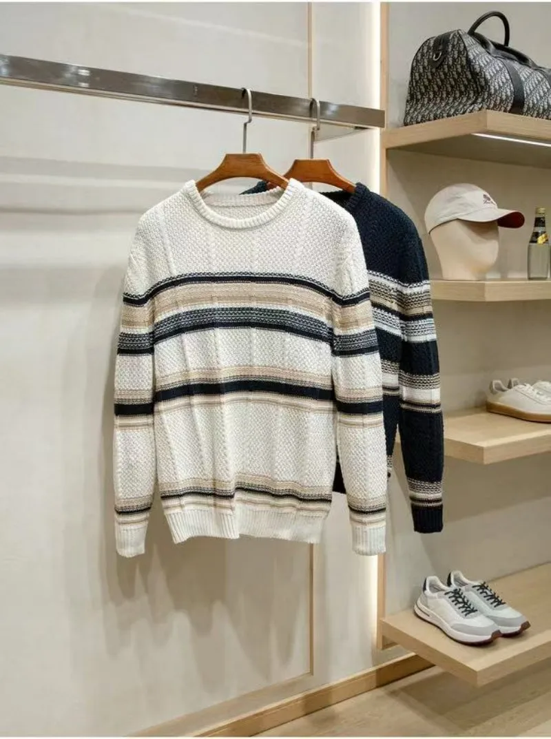 Fashion Color Block Jacquard Autumn/Winter Men's Round-Neck Loose Knit Sweater
Fashion Color Block Jacquard Autumn/Winter Men's Round-Neck Loose Knit Sweater