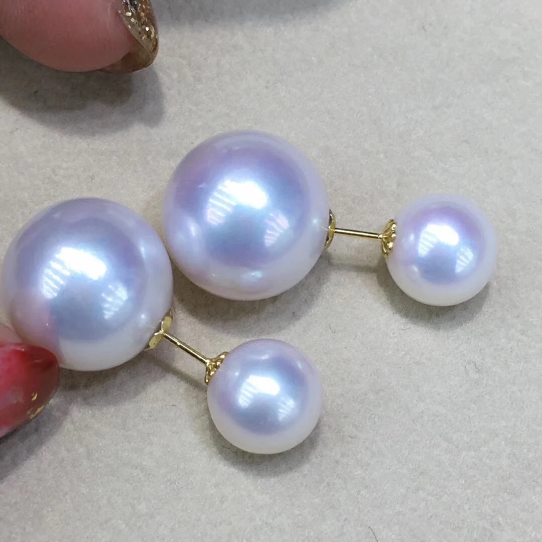 18k Gold Double Bead Classic Natural Pearl Earrings 7-8mm11-12mm, Good Brightness, Perfect Circle and No Obvious Flaws
18k Gold Double Bead Classic Natural Pearl Earrings 7-8mm11-12mm, Good Brightness, Perfect Circle and No Obvious Flaws