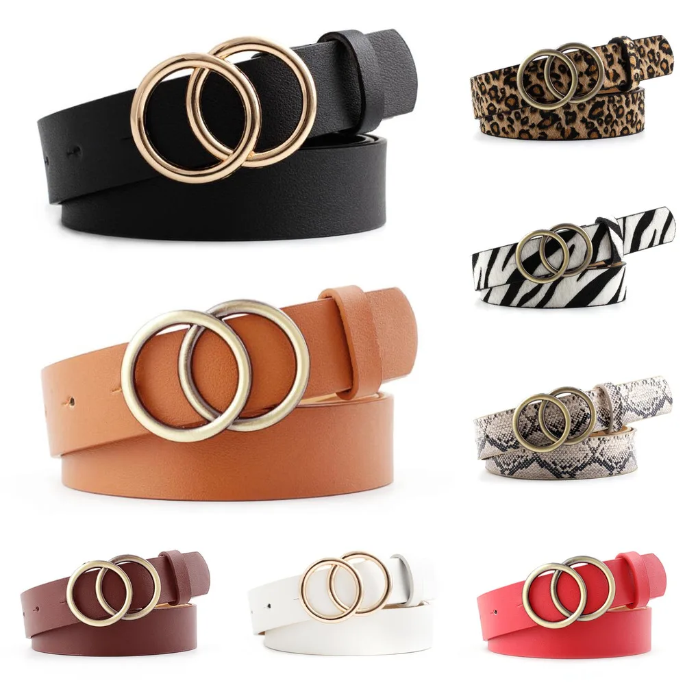 Double ring women's belt fashion belt PU leather metal buckle belt ladies casual wear jeans wild belt
Double ring women's belt fashion belt PU leather metal buckle belt ladies casual wear jeans wild belt