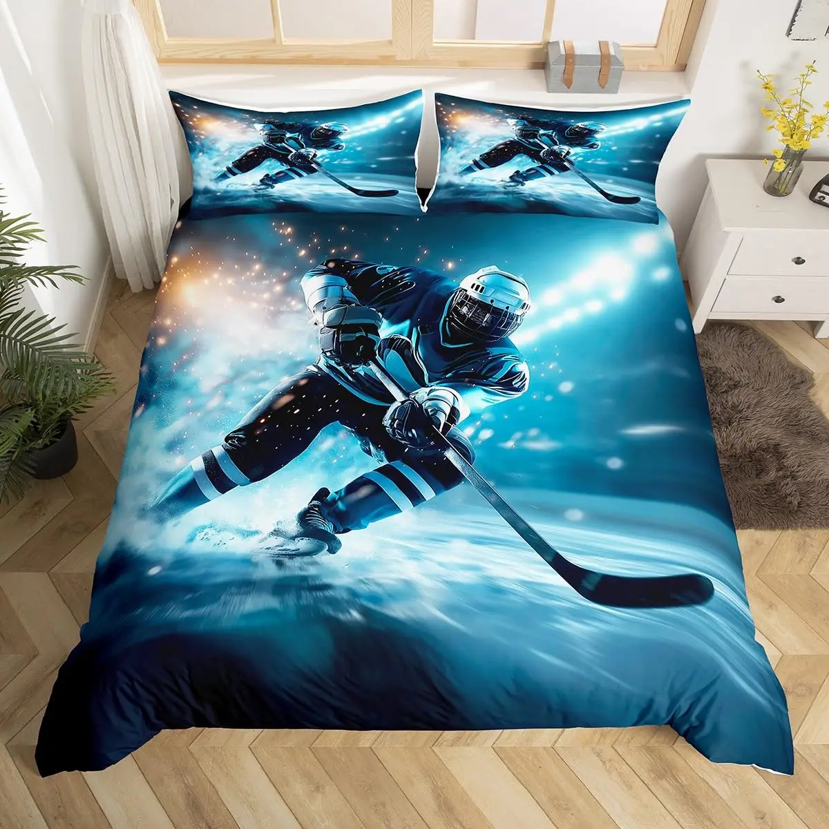 Ice Hockey Duvet Cover Twin Queen King for Kids Boys Girls, Ice Hockey Players Comforter Cover, Winter Sports Game Bedding Set
Ice Hockey Duvet Cover Twin Queen King for Kids Boys Girls, Ice Hockey Players Comforter Cover, Winter Sports Game Bedding Set
