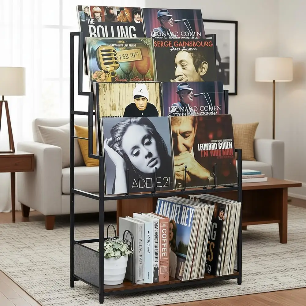 5-Tier Vinyl Record Storage Display Stand, Large Capacity Metal Rack for 250-320 Albums, CD, DVD, Magazines, Books
5-Tier Vinyl Record Storage Display Stand, Large Capacity Metal Rack for 250-320 Albums, CD, DVD, Magazines, Books