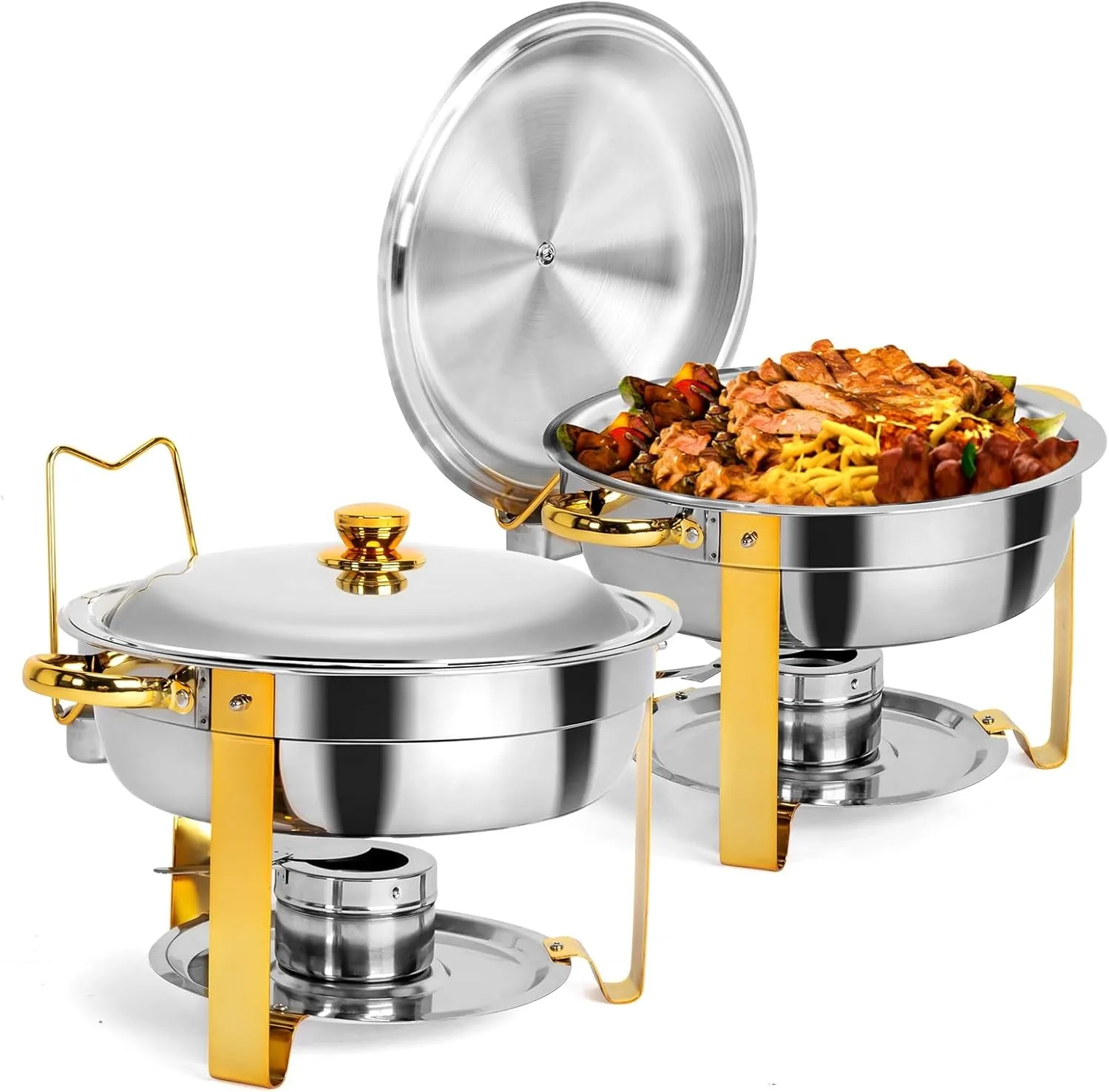 2 Pieces 5 Quart Round Chafing Dish with Water Pan, Food Pan & Lid for Events
2 Pieces 5 Quart Round Chafing Dish with Water Pan, Food Pan & Lid for Events