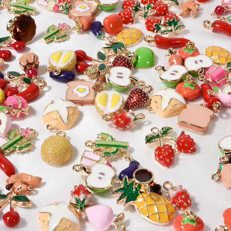 6pcs/Lot 3D Vegetable Fruit Oil Drop Charms For Jewelry Making Supplies Cherry Durian Cute Pendant Handmade Bracelets Materials
6pcs/Lot 3D Vegetable Fruit Oil Drop Charms For Jewelry Making Supplies Cherry Durian Cute Pendant Handmade Bracelets Materials
