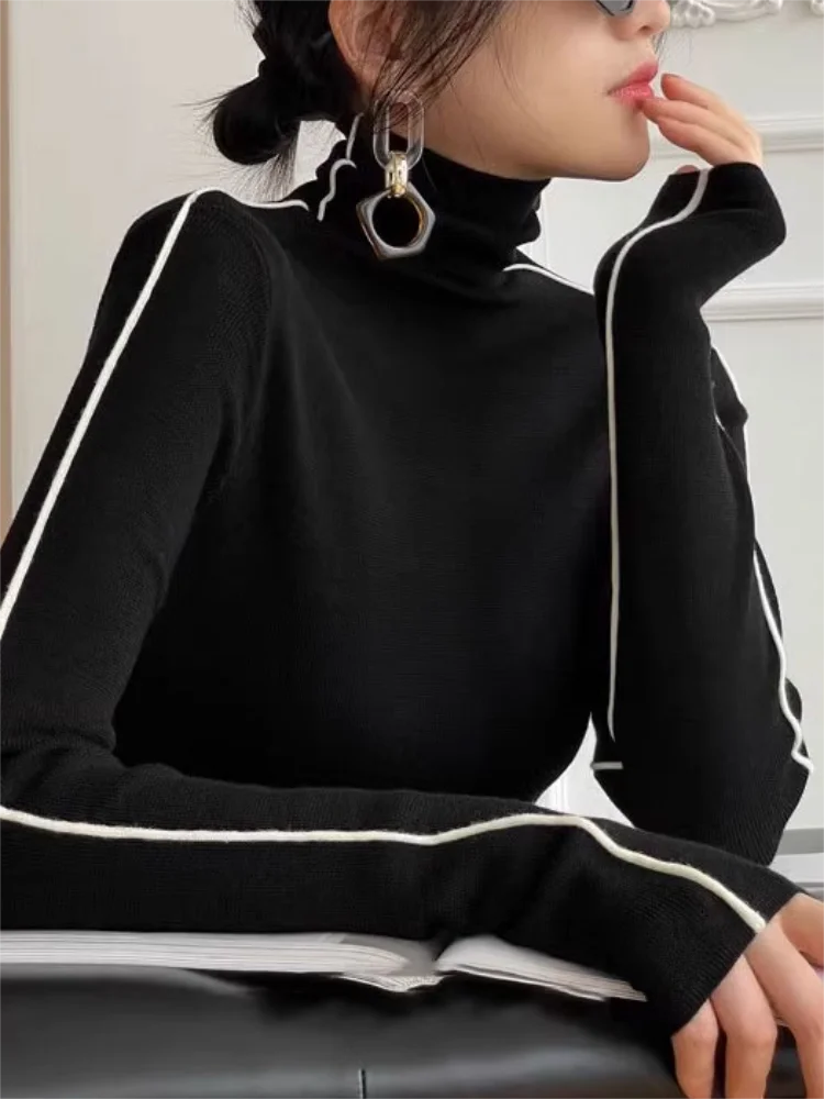 Модная футболка с высоким воротом, женская осенне-зимняя модная облегающая футболка с цветными блоками, женские базовые простые топы с длинными рукавами
Модная футболка с высоким воротом, женская осенне-зимняя модная облегающая футболка с цветными блоками, женские базовые простые топы с длинными рукавами