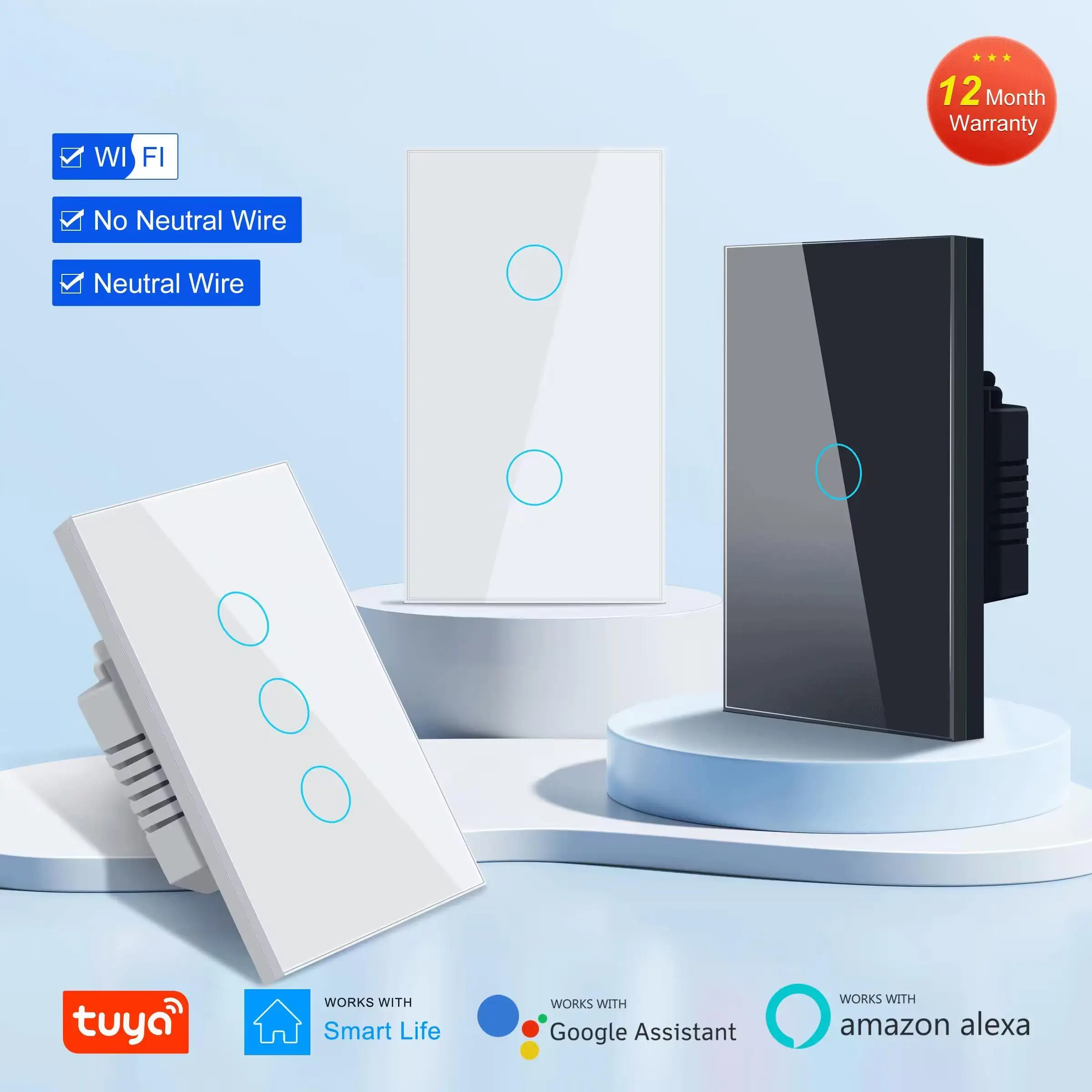 Сенсорный переключатель Smart Wi-Fi, нейтральный провод не требуется, переключатель света для умного дома 1/2/3, 100–240 В, работает с Alexa Hey Google
Сенсорный переключатель Smart Wi-Fi, нейтральный провод не требуется, переключатель света для умного дома 1/2/3, 100–240 В, работает с Alexa Hey Google