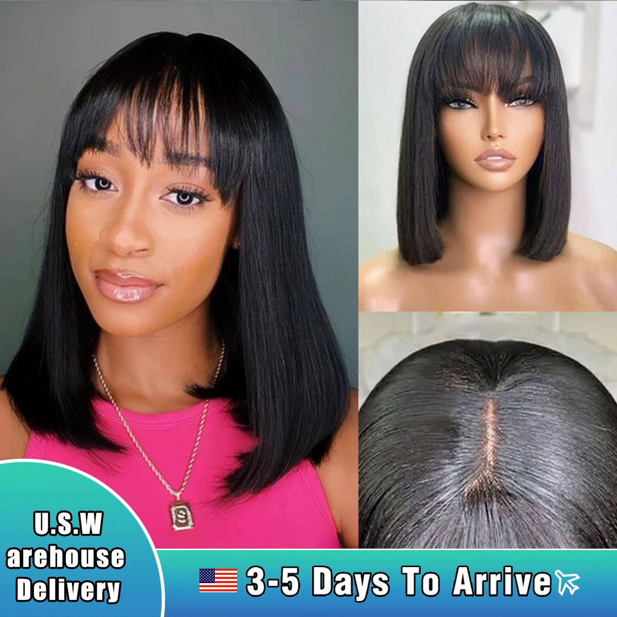 Short Bob Wig with Bangs Straight Human Hair Bob with Bangs Wig Human Hair 180% Density Brazilian Straight Bang Bob Wig For Wome
Short Bob Wig with Bangs Straight Human Hair Bob with Bangs Wig Human Hair 180% Density Brazilian Straight Bang Bob Wig For Wome