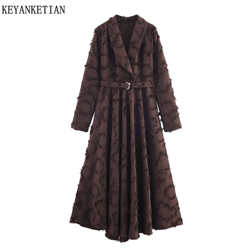 KEYANKETIAN весенний новый женский воротник с трехмерным плюшевым поясом, стильное ветровка, однотонное платье трапециевидной формы, большая распашная юбка
KEYANKETIAN весенний новый женский воротник с трехмерным плюшевым поясом, стильное ветровка, однотонное платье трапециевидной формы, большая распашная юбка