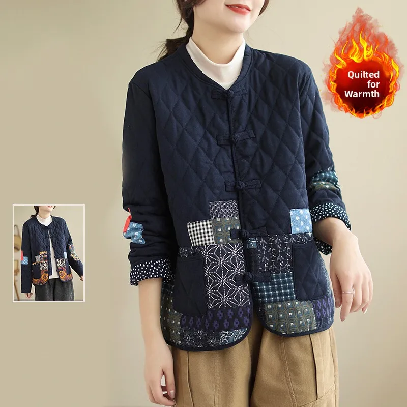 Retro Patchwork Cotton Jaet Thiened Long Sve Winter Coat Women's Large Size Stand Collar Buttoned Diamond id Cotton ...
Retro Patchwork Cotton Jaet Thiened Long Sve Winter Coat Women's Large Size Stand Collar Buttoned Diamond id Cotton ...