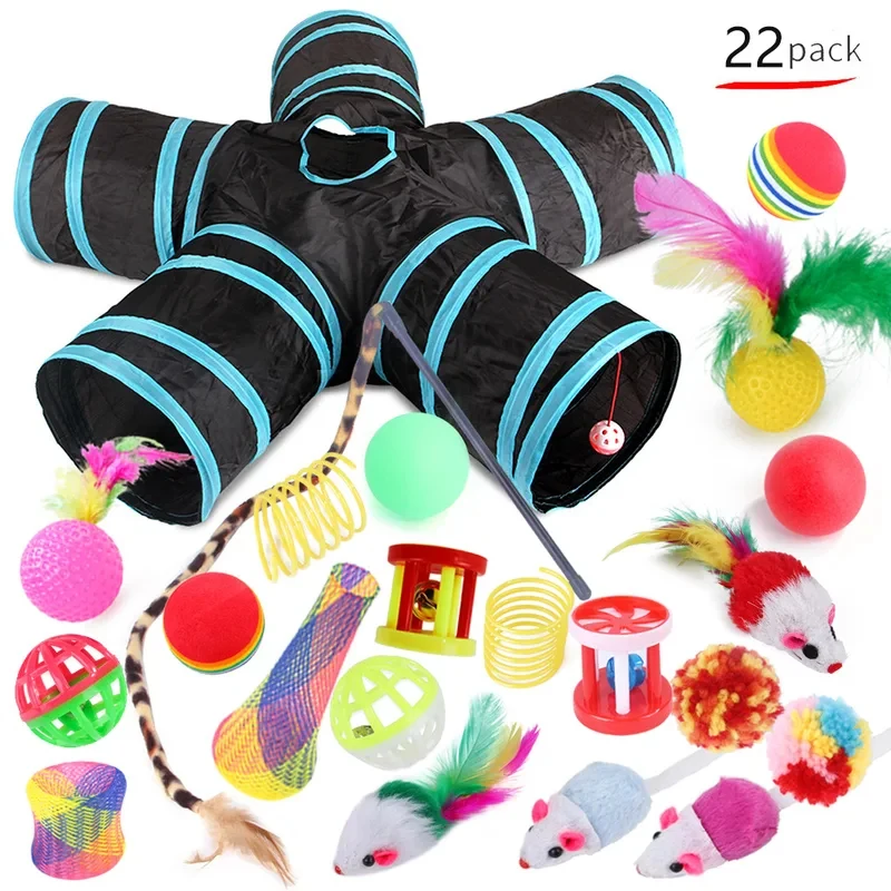 22Pcs Cat Toys Set Interactive Kitten Toys Variety Pack Retractable Wand Feather Mouse Ball Bell Tunnel for Indoor Cats
22Pcs Cat Toys Set Interactive Kitten Toys Variety Pack Retractable Wand Feather Mouse Ball Bell Tunnel for Indoor Cats