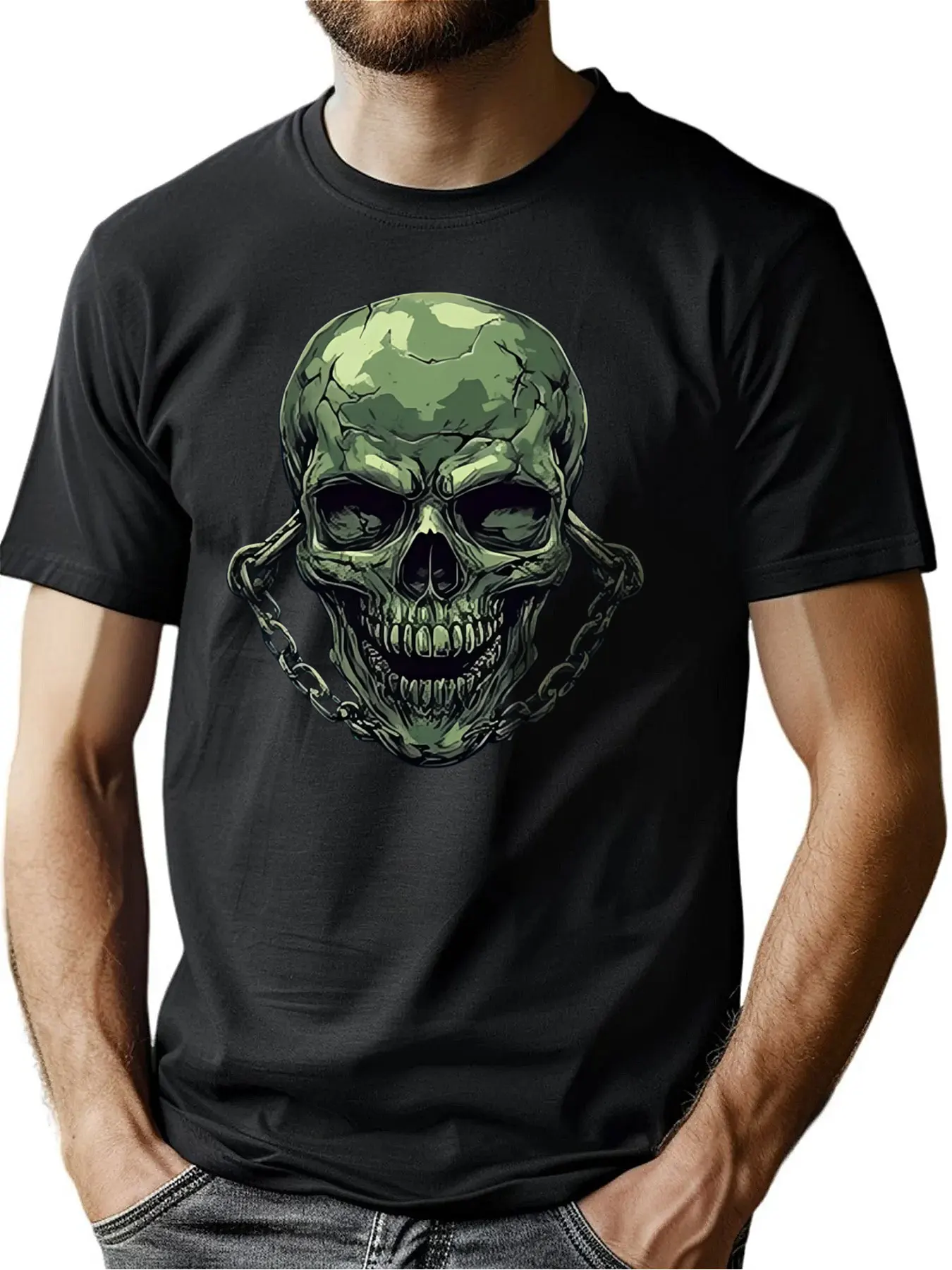 Premium Soft Cotton Men's Crew Neck Tee With Skull And Chain Print Birthday Gift For Him Everyday Active Wear Machine Washable
Premium Soft Cotton Men's Crew Neck Tee With Skull And Chain Print Birthday Gift For Him Everyday Active Wear Machine Washable